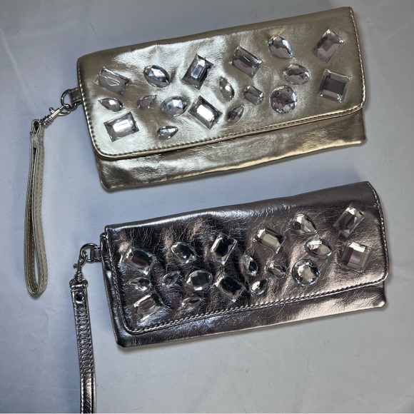 Gold and silver Metallic Crystal gems clutches - Picture 13 of 13